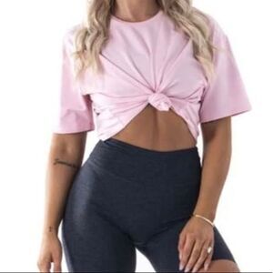 ISLA MOVEMENT Pink Jill Crop Workout Tee